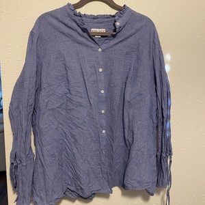 Ava & Viv Blue Button Down Blouse 3X